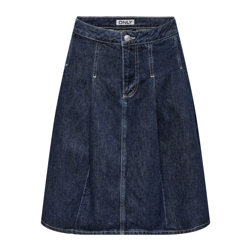 ONLY Nina Plisseret Denim Nederdel - Dark Blue Denim