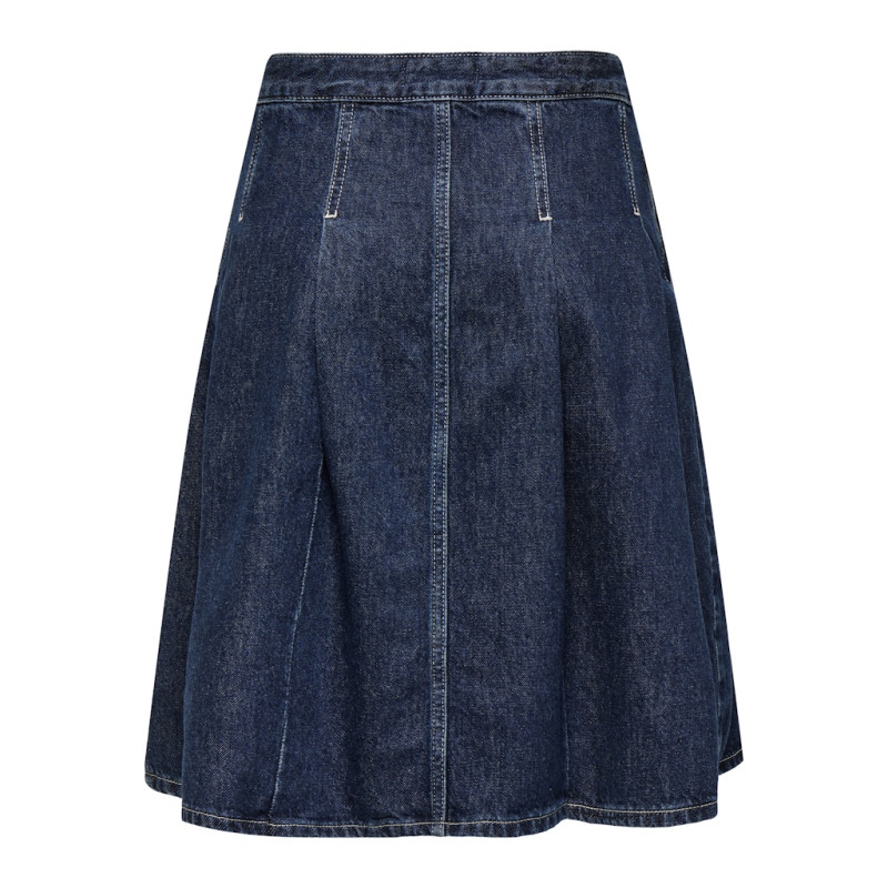 ONLY Nina Plisseret Denim Nederdel - Dark Blue Denim