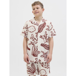 JACK & JONES JUNIOR Luke Crinkle S/S Skjorte - Cloud Dancer