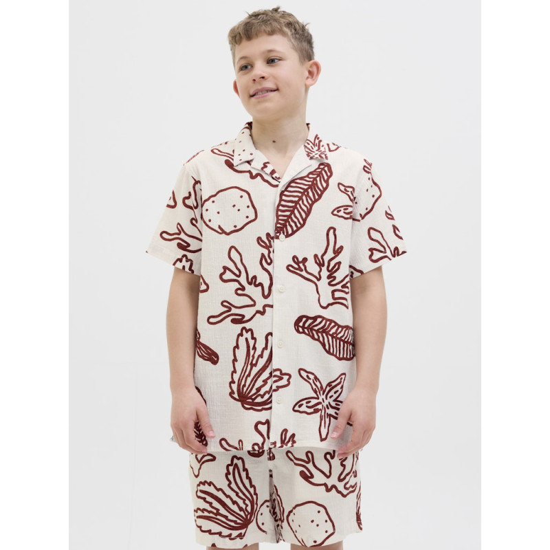 JACK & JONES JUNIOR Luke Crinkle S/S Skjorte - Cloud Dancer