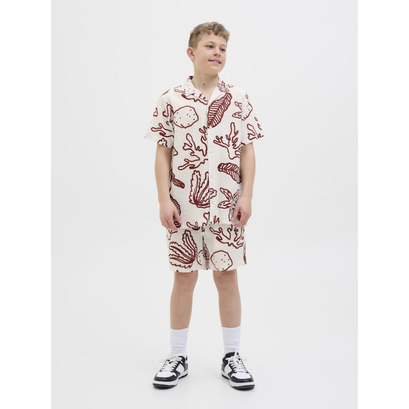 JACK & JONES JUNIOR Luke Crinkle S/S Skjorte - Cloud Dancer