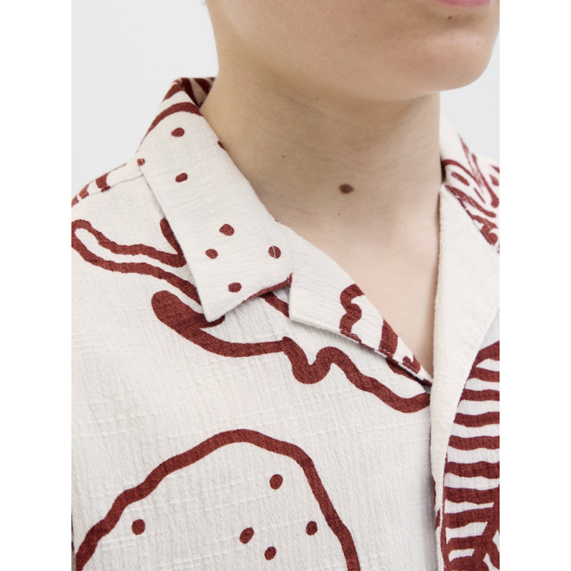 JACK & JONES JUNIOR Luke Crinkle S/S Skjorte - Cloud Dancer