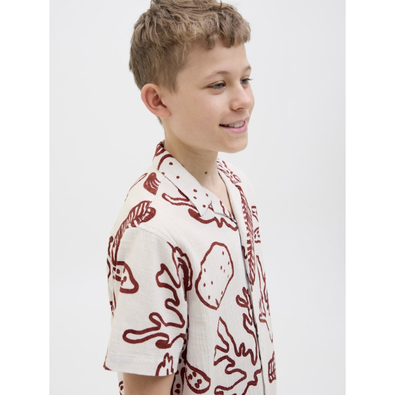 JACK & JONES JUNIOR Luke Crinkle S/S Skjorte - Cloud Dancer