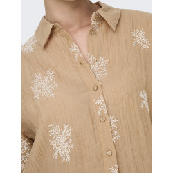 JDY Theo L/S Broderet Skjorte - Latté