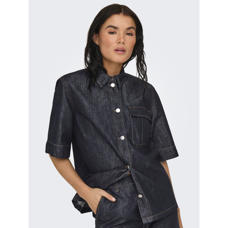 JDY Sansa S/S Skjorte - Dark Blue Denim
