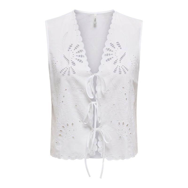 ONLY Lou Broderet Vest - Bright White