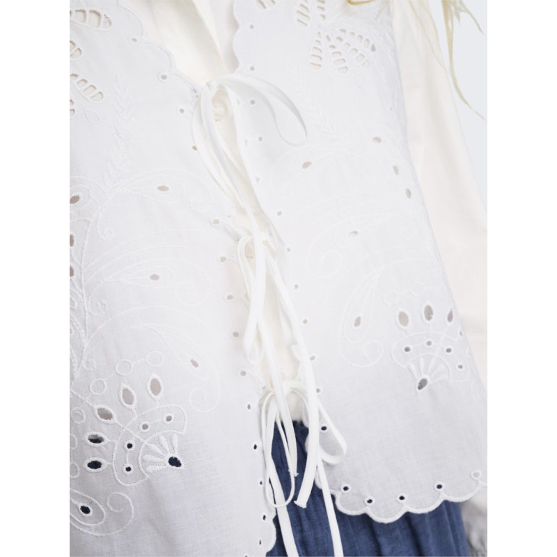 ONLY Lou Broderet Vest - Bright White