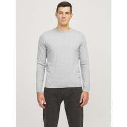 JJ Rebel Callum Strik Pullover - Light Grey Melange