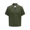 ONLY & SONS Kari Resort S/S Hør Skjorte 0075 - Olive Night