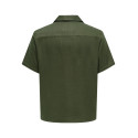 ONLY & SONS Kari Resort S/S Hør Skjorte 0075 - Olive Night