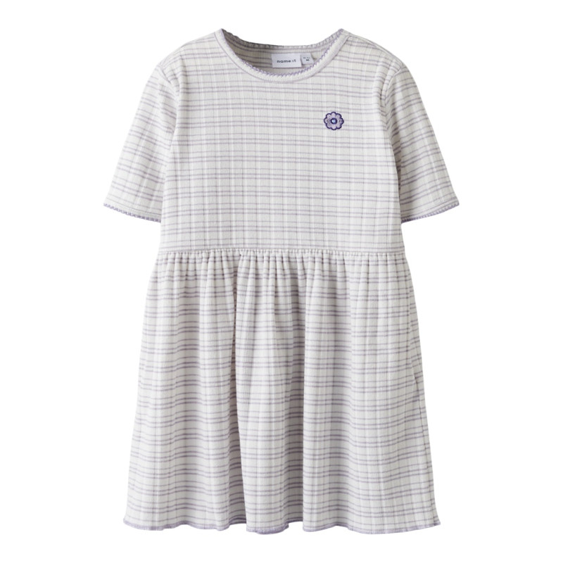 NAME IT MINI Fiona S/S Kjole - Bright White / Stripes