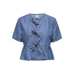 ONLY Bea S/S Denim Skjorte - Medium Blue Denim