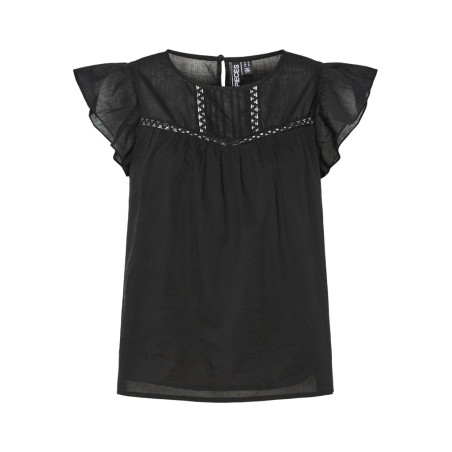 PIECES Astrid S/L Top - Sort
