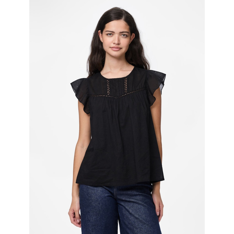PIECES Astrid S/L Top - Sort