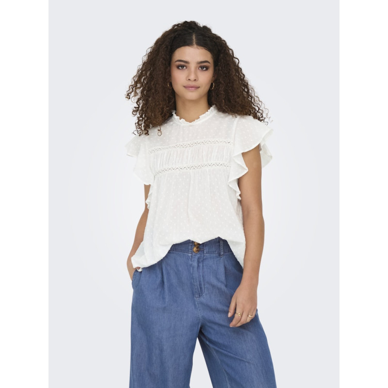 ONLY Katti S/S Dobby Top - Cloud Dancer