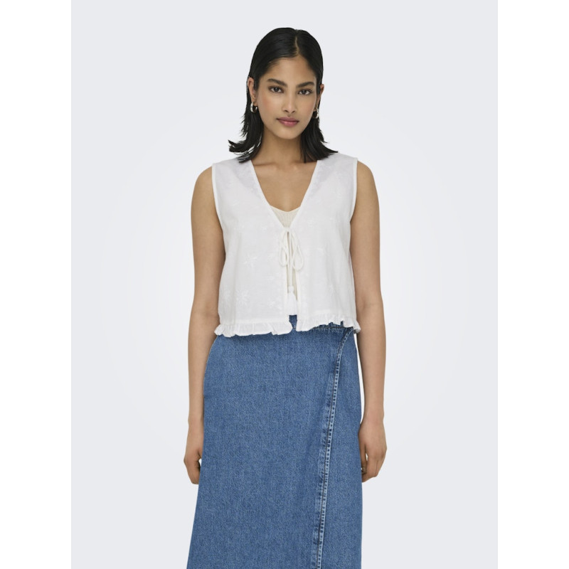 ONLY Jakiri Hør Vest - Bright White