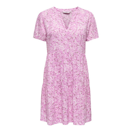 ONLY Zally S/S Thea Kjole - Fuchsia Pink / Ranch Flowers