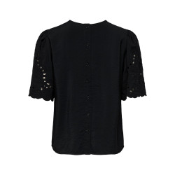 ONLY Nynne S/S Broderet Top - Sort