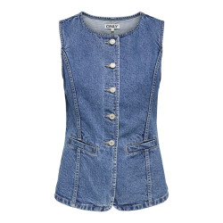 ONLY Giulina Denim Vest - Medium Blue Denim
