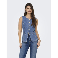ONLY Giulina Denim Vest - Medium Blue Denim