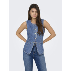 ONLY Giulina Denim Vest - Medium Blue Denim