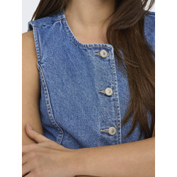 ONLY Giulina Denim Vest - Medium Blue Denim