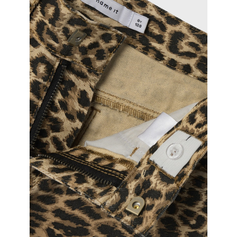 NAME IT KIDS Rose Lange Shorts 4444 - Silver Mink / Leopard