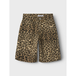 NAME IT KIDS Rose Lange Shorts 4444 - Silver Mink / Leopard