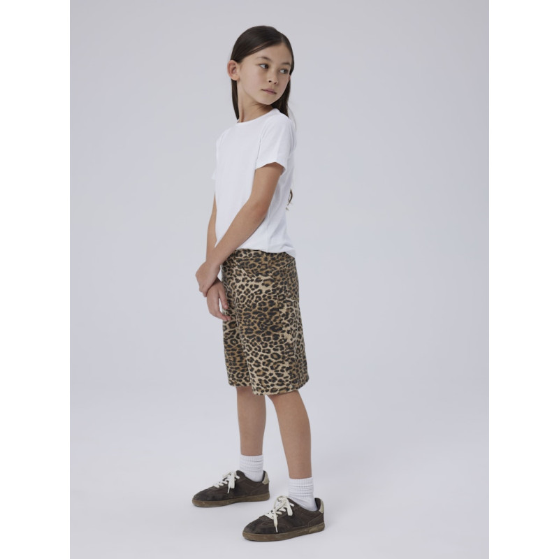 NAME IT KIDS Rose Lange Shorts 4444 - Silver Mink / Leopard