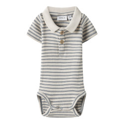 NAME IT BABY Jerimiah S/S Polo Bodystocking - Blue Mirage