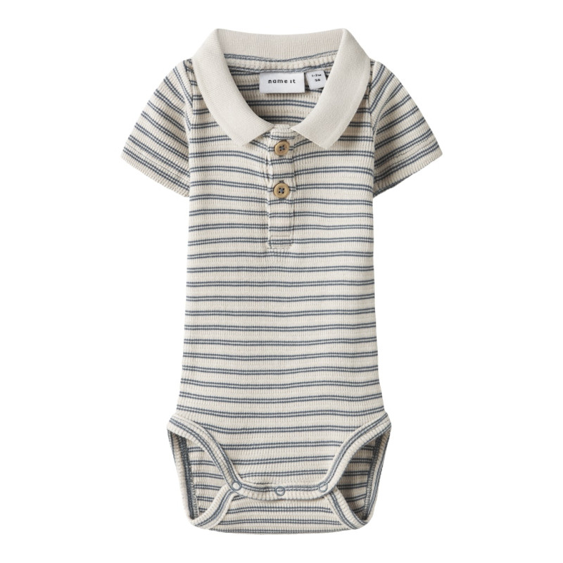 NAME IT BABY Jerimiah S/S Polo Bodystocking - Blue Mirage