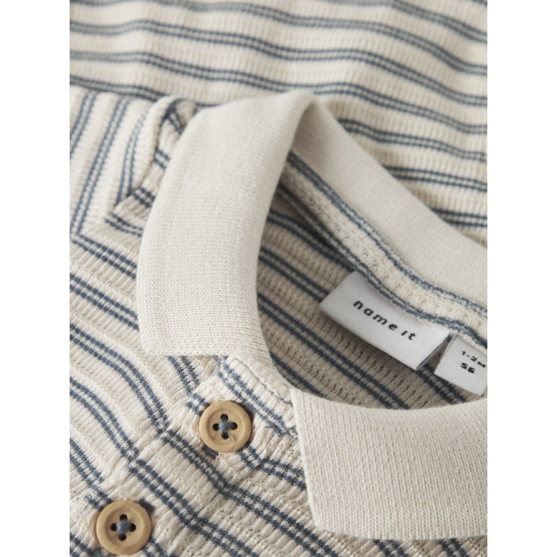 NAME IT BABY Jerimiah S/S Polo Bodystocking - Blue Mirage