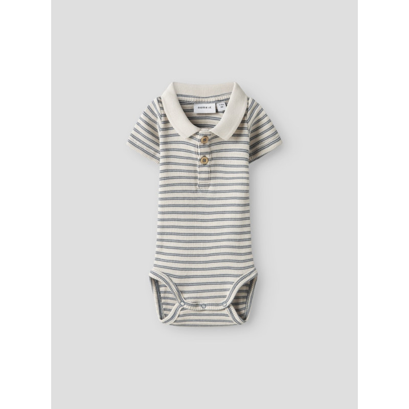 NAME IT BABY Jerimiah S/S Polo Bodystocking - Blue Mirage