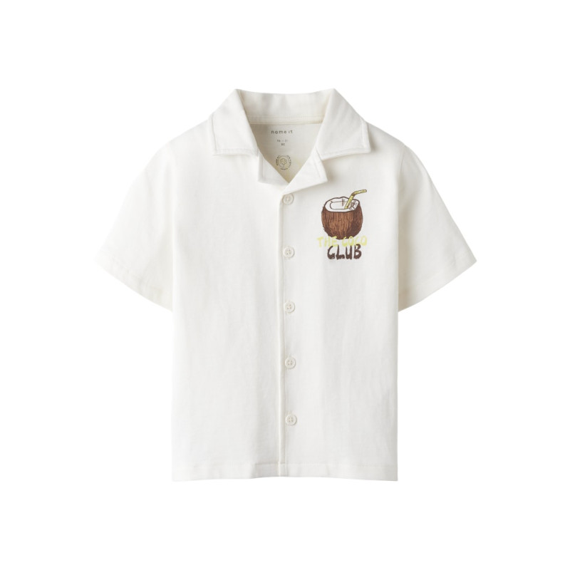 NAME IT MINI Hisher S/S Skjorte - Cloud Dancer