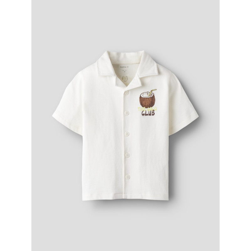 NAME IT MINI Hisher S/S Skjorte - Cloud Dancer