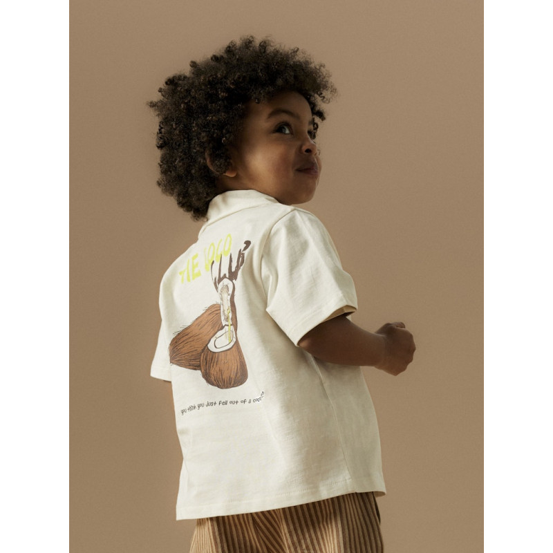 NAME IT MINI Hisher S/S Skjorte - Cloud Dancer