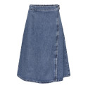 ONLY Thea Midi Slå-om Denim Nederdel - Medium Blue Denim