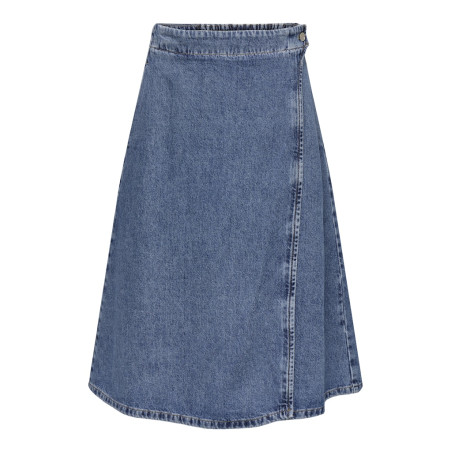 ONLY Thea Midi Slå-om Denim Nederdel - Medium Blue Denim
