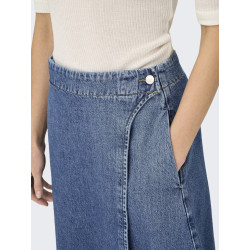 ONLY Thea Midi Slå-om Denim Nederdel - Medium Blue Denim