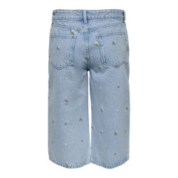 ONLY Cobain Broderede Capri Bukser - Light Blue Denim