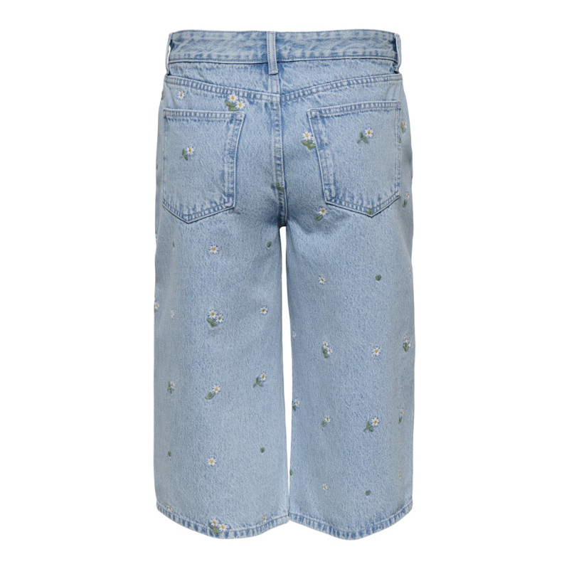 ONLY Cobain Broderede Capri Bukser - Light Blue Denim