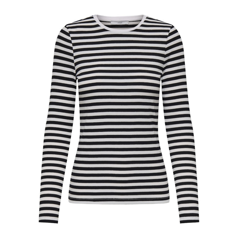 ONLY Mai Stribet Bluse - Sort