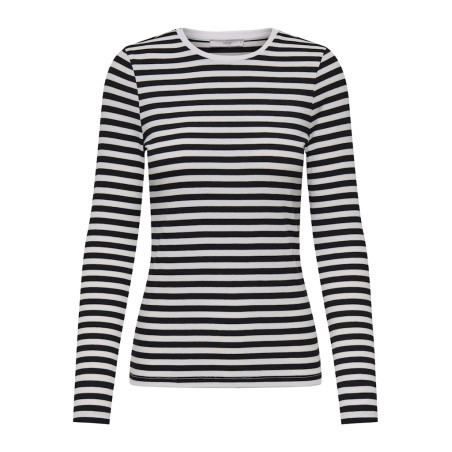 ONLY Mai Stribet Bluse - Sort