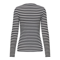 ONLY Mai Stribet Bluse - Sort