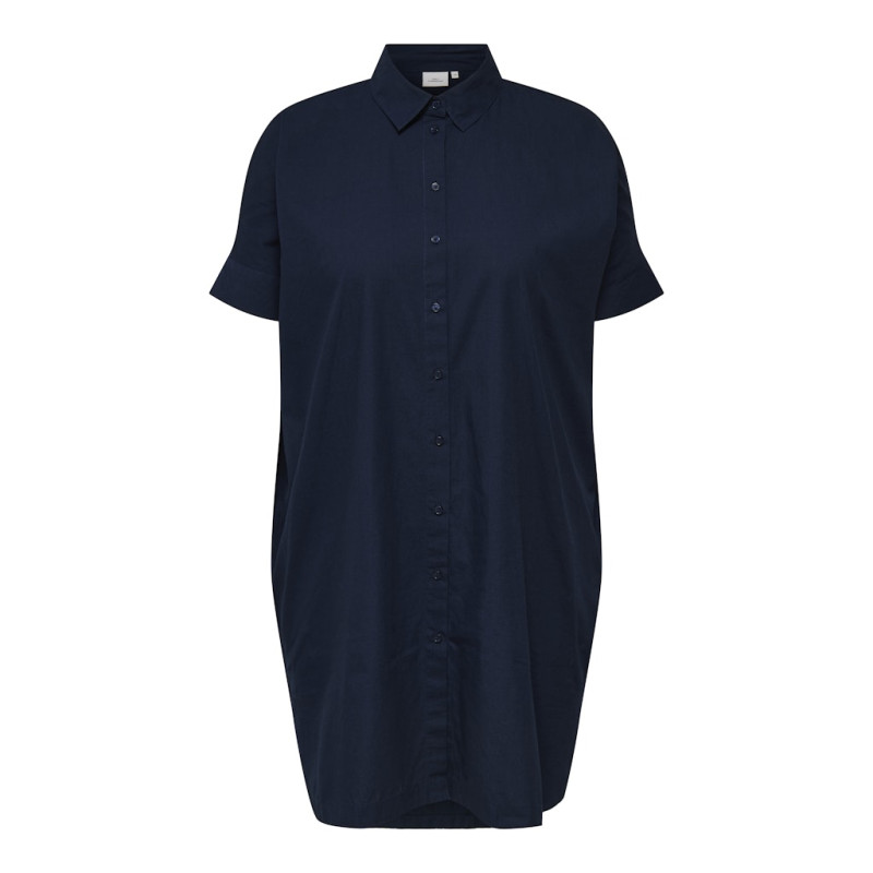 ONLY CARMAKOMA Spacey S/S Skjorte Kjole - Navy Blazer