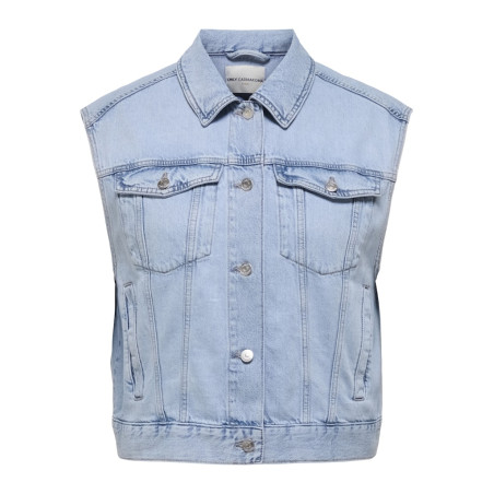 ONLY CARMAKOMA Robyn Denim Vest - Light Blue Denim