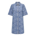 ONLY Belle S/S Flower Denim Kjole - Medium Blue Denim