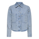 ONLY Cassie Broderet Denim Skjorte - Light Blue Denim