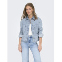 ONLY Cassie Broderet Denim Skjorte - Light Blue Denim