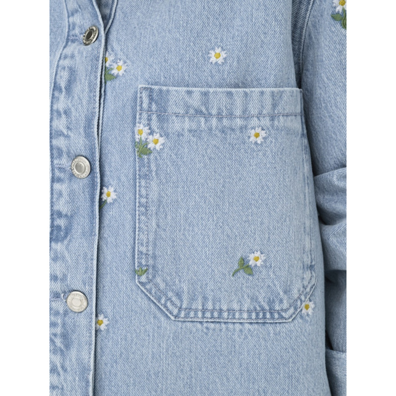 ONLY Cassie Broderet Denim Skjorte - Light Blue Denim